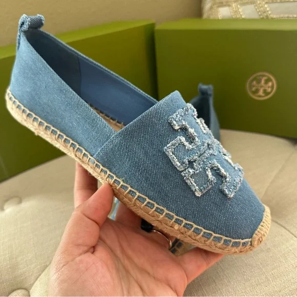 Tory Burch denim DOUBLE T ESPADRILLE shoes - Picture 4 of 10